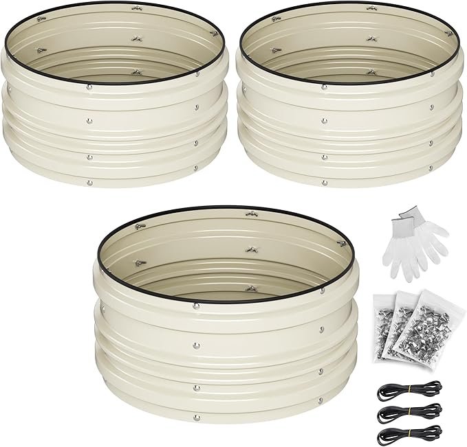 WORKPRO 3Pcs 2x2x1ft Galvanized Raised Garden Bed Set Rust &amp Corrosion Protection Easy Assembly Safe Edge Ideal for Vegetables &amp Flowers White