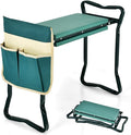 TANGZON Foldable Garden Kneeler and Seat 2-In-1 Gardening Stool with Thickened EVA Foam Pad Detachable Tool Pouch &amp Handles Portable Gardener Bench for Seniors (1 Green+Beige Tool Pouch)