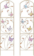 ABQ Garden Trellis for Climbing Plants Metal Arched Trellis with Colorful Butterfly for Outdoor Patio Backyard(2 Pack)