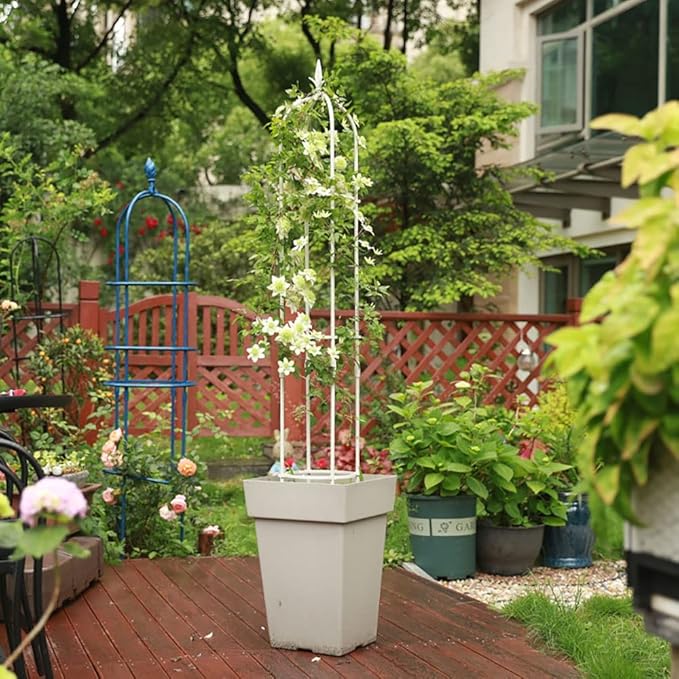RADAAB Stylish Tower Obelisk Garden Trellis Garden Trellis for Climbing Plants Outdoor Metal Plant Support with PE Coated Perfect for Indoor and Outdoor Use (Size : 8.3 Dia. x 47 H)