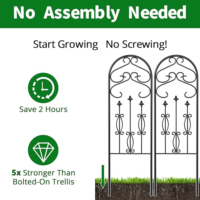 AMAGABELI Garden &amp Home 4 Pack 60 x 18 Metal Garden Trellis for Climbing Plants Outdoor Climbing Rose Trellis Rustproof Plant Vines Flower Vegetable Trellis for Potted Plants Support Black