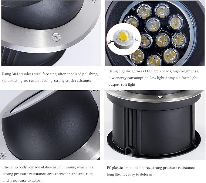 IP67 Waterproof LED Beam Spotlight Adjustable Ground Recessed Landscape Light Stainless Steel Outdoor Garden Lamp (Green 18W 24V) (Blue 18W 24V)