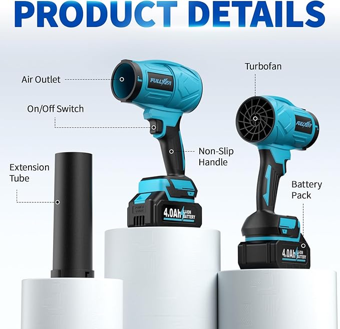Leaf Blower Cordless Small Leaf Blower with 2*4.0Ah Batteries &amp Charger Portable Air Duster Lightweight 20000 RPM Handheld Leaf Blowers for Patio Cleaning Lawn Care Blowing Leaves Dust