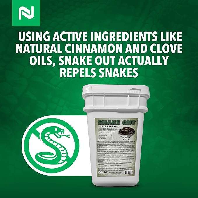 Nisus Snake Out Snake Repellent Biodegradable Safe for Pets and Children Easy Application for Yards Gardens and Sheds 25 lbs