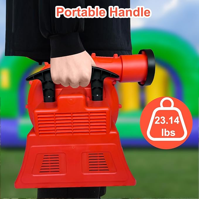 Air Blower 1100Watt/1.5HP Powerful Bounce House Blower Portable Fan Pump Commercial for Large Inflatables Water Slides Castle Jump Slides Holiday Decorations
