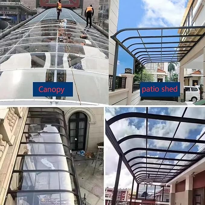 Polycarbonate Panel Roofing SheetsClear Acrylic Plastic SheetOutdoor Awning ShelterUV Protection Rainproof Roof CoverRoof CladdingGreenhouse Shed CanopyEasy to Cut (3.3 x 16.4ft)