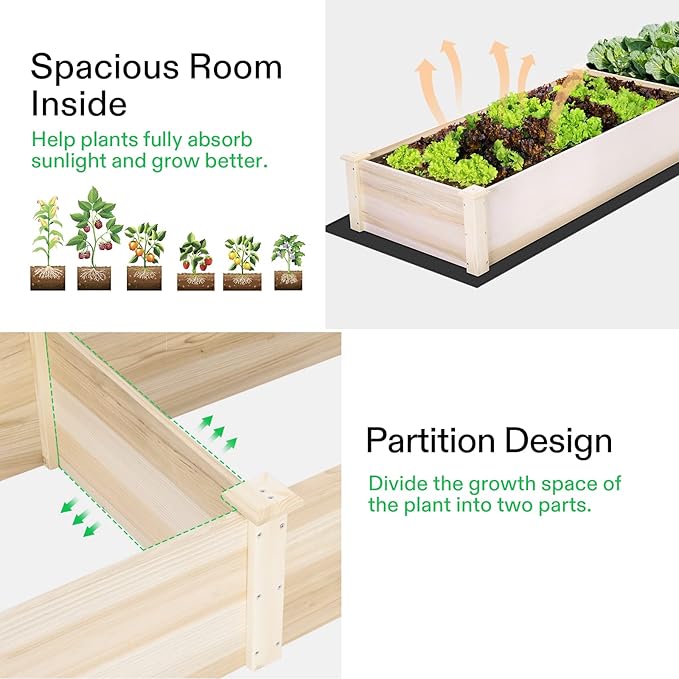VIVOSUN Wooden Raised Garden Bed 48 x 24 x 30 Inches Outdoor Wood Planter Box with Gloves and a Liner with Trellis for Vine Climbing for Garden Patio Balcony Backyard and Outdoors (Pack of 2)