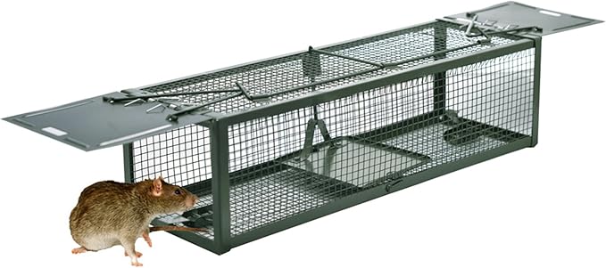 Live Animal Humane Trap 2-Door Mouse Trap Cage for Chipmunk Rats Squirrels Voles Rodent and Small Size Pests