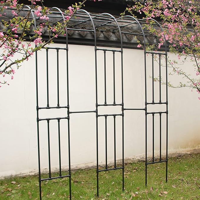 Garden Arch Arbor Trellis for Climbing Plants Outdoor Half Sided Arch Against The Wall Garden Arch Trellis Garden Trellises for Patio Lawn Backyard Black 1.96/2.95/3.93/4.92/5.9/7.21/7.87ft(A3)