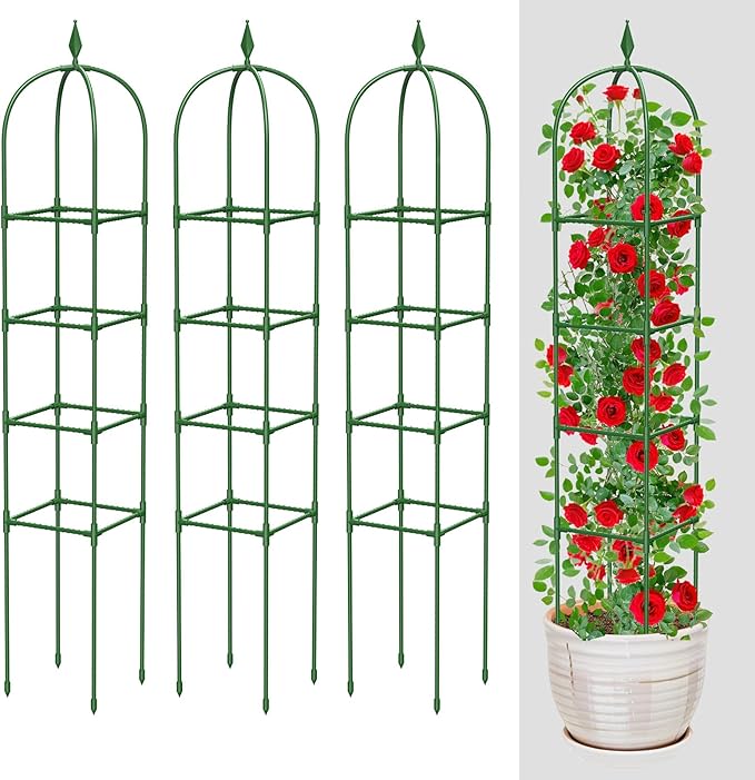 Garden Trellis for Climbing Plants Outdoor &amp Indoor - 2 Pack 6Ft Tall Rustproof Plant Support Cage for Vines Flowers Vegetables Roses | Heavy-Duty Adjustable &amp Decorative