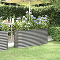 YAFF Large Grey Oval Garden Raised Bed - Powder-Coated Steel Planter Box 59.8 x 59.8 x 26.8 in for Outdoor Gardening - Perfect for Vegetables Herbs and Flowers