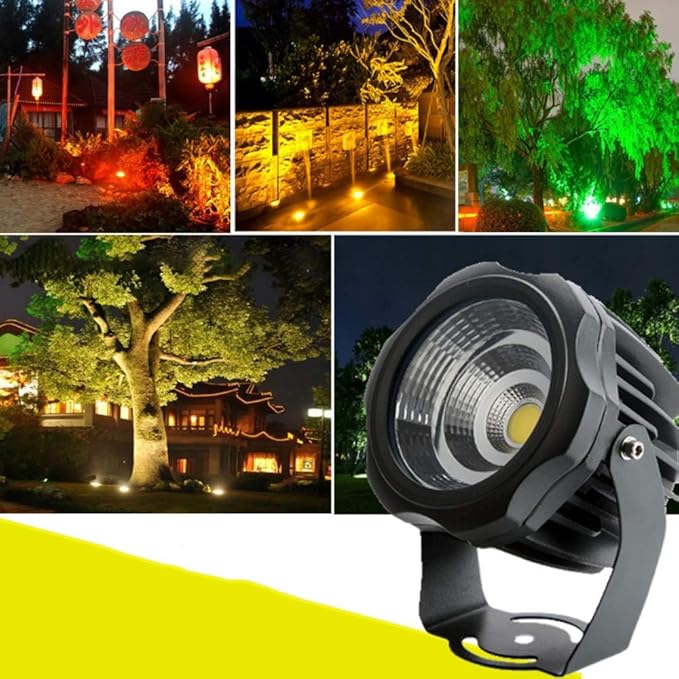 20W 360° Rotating COB LED Spotlight - Adjustable Lawn Landscape Lighting Fixture for Garden Patio and Scenic Outdoor Decor (Yellow Light)