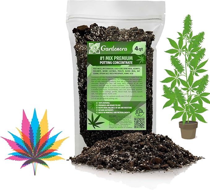 Gardenera Premium Happy Plant Organic Potting Soil Mix - High-Yield Formula for Thriving Container Gardening and Hydroponic Plants - 4 QUARTS