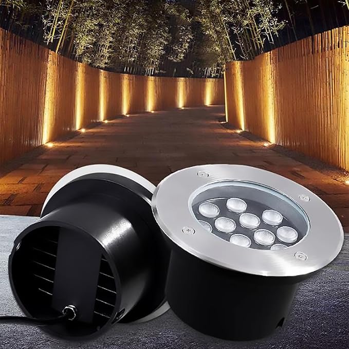 Outdoor Landscape Lights - LED Underground Light AC 220V Round Recessed Spotlight IP67 Waterproof Garden Courtyard Decoration Floor Light for Walkway Deck Pathway Easy to Install