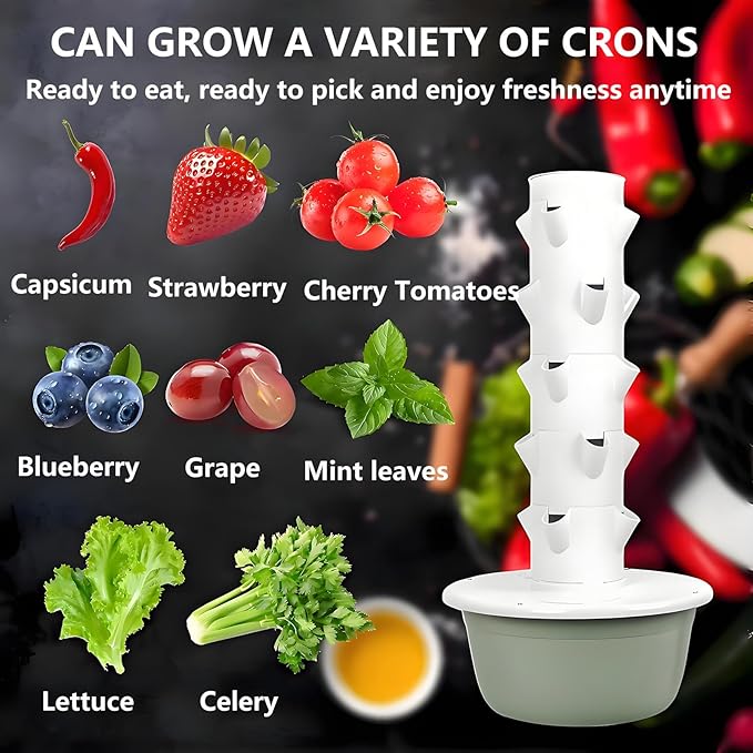 Hydroponics Growing Tower Aeroponic Tower Garden Indoor Smart Garden with Plant Climbing Frame Plants Indoor Hydroponic Vegetable Tower for Gardening Lover