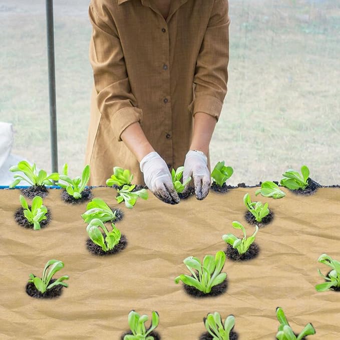 2 x 50 Feet Biodegradable Paper Weed Barrier Biodegradable Landscape Fabric Garden Bed Grass Control Barrier Weed Blocker Paper for Garden Outdoor Lawn (2 x50 ft)