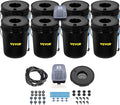 VEVOR DWC Hydroponic System 5 Gallon 8 Buckets Deep Water Culture Growing Bucket Hydroponics Grow Kit with Pump Air Stone and Water Level Device for Indoor/Outdoor Leafy Vegetables