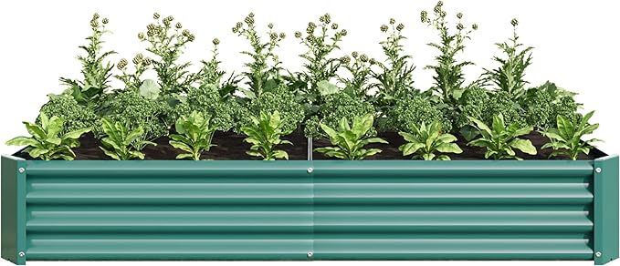 Raised Garden Bed Outdoor 6×3×1ft Metal Raised Rectangle Planter Beds for Plants Vegetables and Flowers - Green