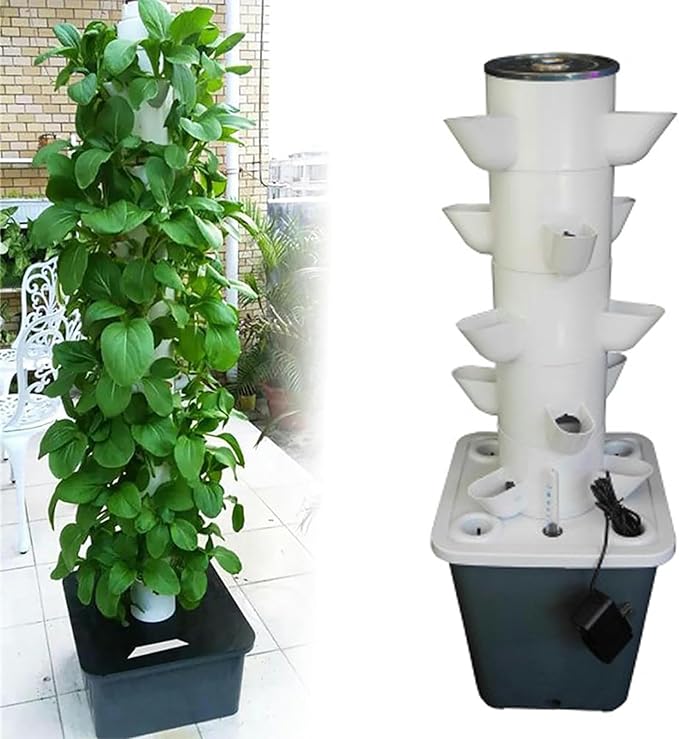 Hydroponics Growing System 15 Holes Indoor hydroponic Grow Vertical Tower with Timer PVC Vegetables Plant Growing Systems for Home Office for Fruits/1pc