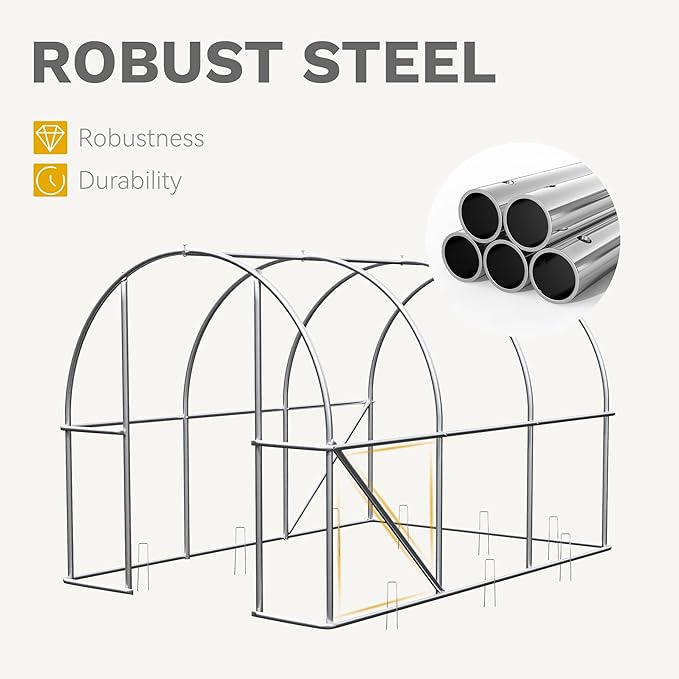 DWVO 10x6.5x6.5ft Greenhouse Large Walk-in Green House Tunnel Greenhouses Outdoor Portable Plant Gardening Upgraded Galvanized Steel Frame Zipper Doors 5 Crossbars Garden Green