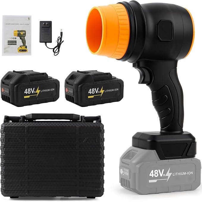 Leaf Blower Cordless 600000RPM Handheld Electric Leaf Blower Lightweight with 2 Batteries &amp Charger for Snow Patio Cleaning Lawn Care Blowing Leaves Dust Snow