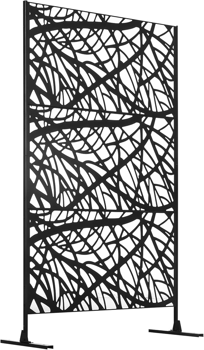 Decorative Outdoor Privacy Screen See Through Outdoor DividerSeparator with Twisted Branch Motif for Fun Shadows or Climbing Plant Trellis Fence Panel for GWalkway Backyard 6.5FT