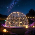 Upgraded 12FT Garden Dome Tent Outdoor Clear Bubble Tent for 6–10 People Geodesic Dome Greenhouse with Waterproof PVC Clear Cover LED Lights Window for Backyard Patio Camping Party