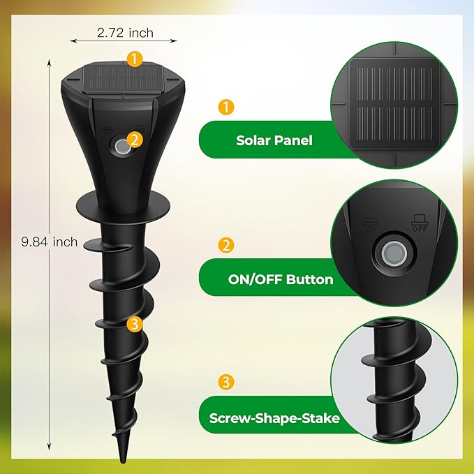 Solar Powered Mole Repellent for Lawns 8 Packs Ultrasonic Vole Repeller Outdoor IP 65 Waterproof Outdoor Ultrasonic Mole Deterrent Get Rid of Gopher Vole Skunk Groundhog Snake in Garden Yard Lawn