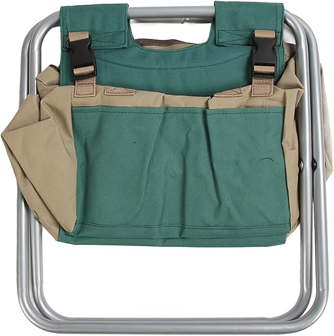 Folding Stool with Tool Bag Multifunctional Gardening Seat 600D Oxford Fabric Detachable Storage Portable Fishing Stool for Outdoor Use