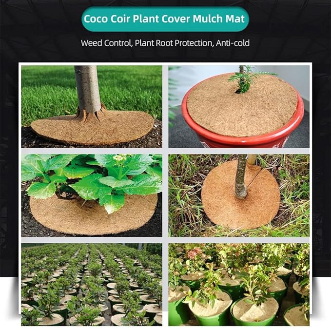 1pcs Coco Coir Plant Cover Mulch Mat Weed Control Fabric for Flower Pot Rings Coconut Tree Trunk Protector Planter Root Protection (Size : 45x45cm)