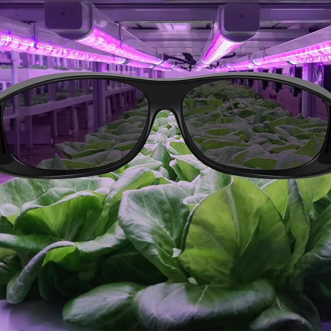Hydroponic Indoor Grow Room Glasses (2-Pack) LED Grow Light Glasses for Eye Protection in Greenhouse &amp Vertical Farming