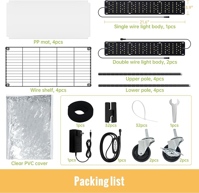 Indoor Greenhouse with Grow Light and Shelves - 4 Tier Plant Stand with Grow Light Zippered PVC Cover and 3 Dimmable 1.8FT 60W Grow Lights with Timer 30 L X 14 W X 59 H Black