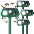 4Pack Solar Ultrasonic Animal RepellentWaterproof Deer Repellent Devices with Motion Detection2025 Cat Repellent Outdoor Squirrel Skunk Rabbit Dog Raccoon Bird Deterrents Animal Repeller for Yard