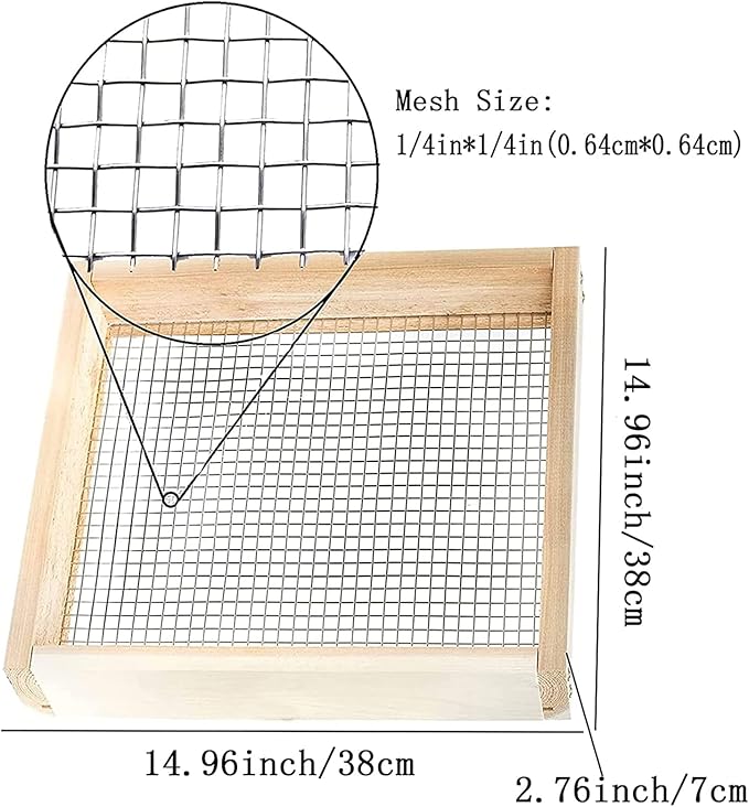 Generic Soil Sifter for Garden Soil Screen Wood Dirt Sifter Hand Held Cedar Garden Sifter for Sifting Soil Dirt Peat Moss and More