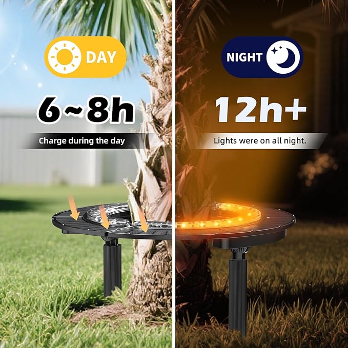 Solar Palm Tree Light Wireless Landscape Warm White Tree Ring Uplight Solar Powered12000 mAh &amp 32 LEDs Outdoor Yard Lighting 3000K Solar Powered Flood Lights for Large Tree Yard Garden