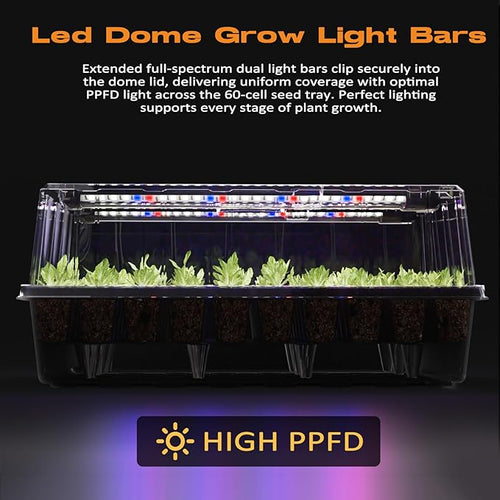 120-Cell Self-Watering Seed Starter Tray with Grow Light Seed Starter Kit with 4.07” Humidity Dome Indoor Seedling Starter Tray Seed Starting Trays for Plant Germination Seeds Growing