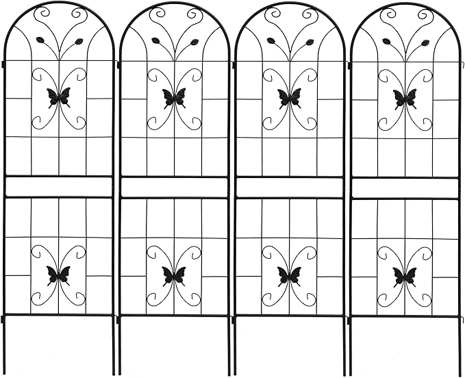 2 Pack Metal Garden Trellis 71 High x 19.7 Wide Rustproof Outdoor Plant Support Black Powder Coated Iron Trellis for Vines Vegetables &amp Flowers
