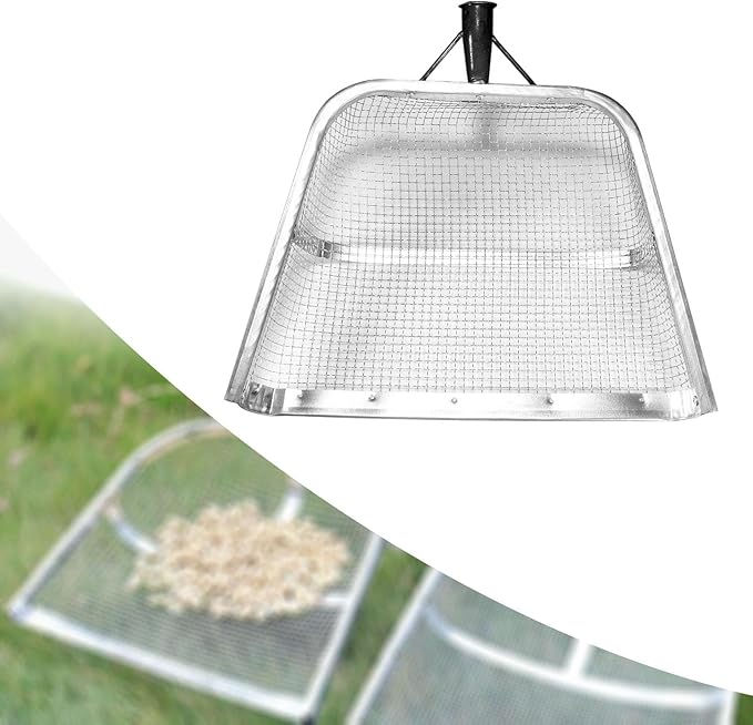 Soil Sifter Garden Sieve Soil Spade Yard Patio Landscaping Agricultural Filter Riddle Sieve Tool for Sand Dates Weeds Peanut 37x44cm Mesh 0.4cm