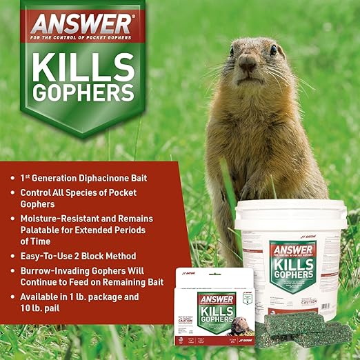 Answer Pocket Gopher Control Bait – 10 lbs Bulk Rodenticide for Effective Pocket Gopher Management Long-Lasting and Easy-to-Use Solution