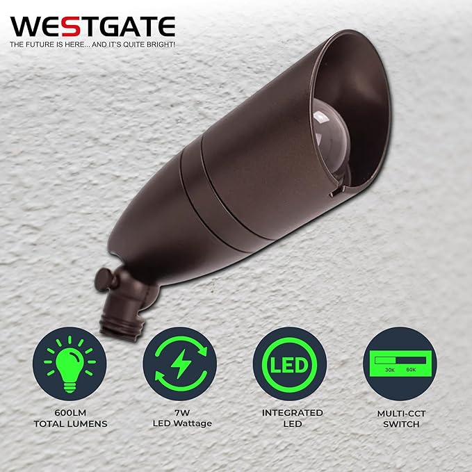 Westgate LED Spot Light - Antique Brass Finish 3CCT Selectable 12-24V Deck Driveway Landscape Recessed Lighting Can Lights Pot Lights Outdoor Dimmable High Hats Garden Patio Accent.