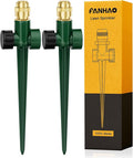 FANHAO 2 Pack Metal Lawn Sprinkler for Yard Automatic Garden Water Sprinkler on Spike Base Adjustable Irrigation System 360 Degree Large Area Coverage for Lawn Grass Patio Garden Irrigation