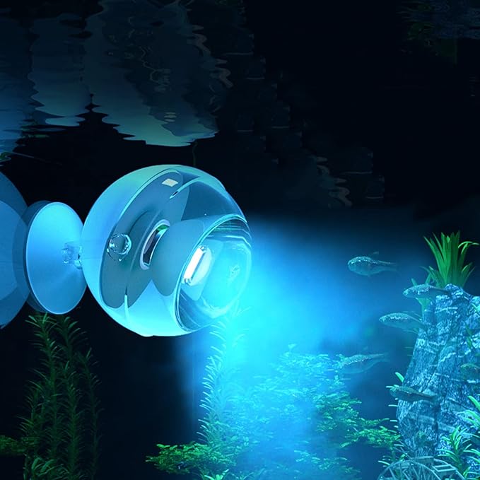 Kiven Led Fish Tank Light Landscape Spotlight Outdoor/Indoor Blue Light Underwater Spotlight LED Light with Timer Adjustable for Fish Tank Pond Pool Plant Lawn