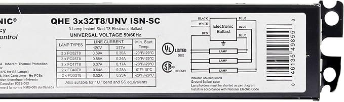 SYLVANIA Osram 49855 QHE3X32T8/UNV ISN-SC Quicktronic T8 Electronic Ballast Nema Premium High-Efficiency Universal Voltage