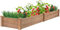 Raised Garden Bed Without Legs 8x2Ft ft Large Elevated Wood Planter Box for Vegetables Flowers Herbs and Succulents（Brown）