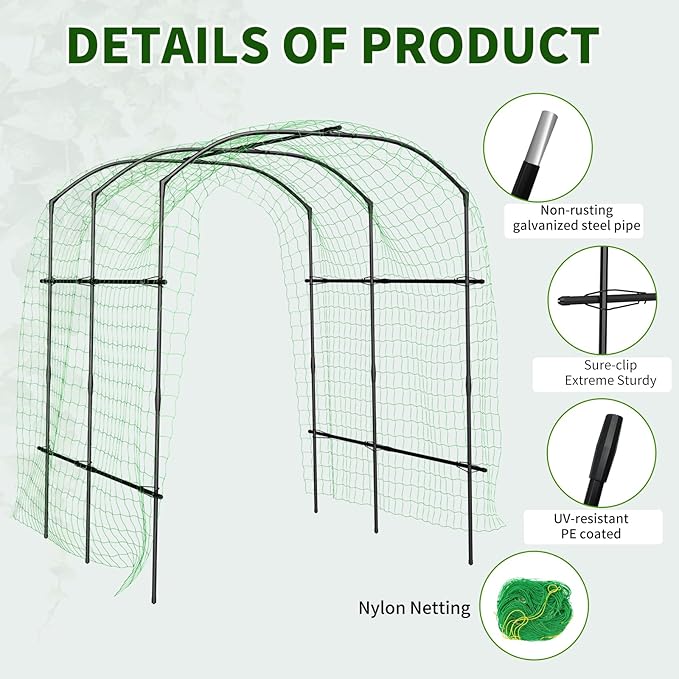 DoCred Large Garden Arch Trellis for Climbing Plants 87'' H x 75'' L x 71'' W Outdoor Grape Vine Trellis Arch Arbor Gazebo Grape Trellis for Climbing Plants Courtyard and Garden Decoration Black