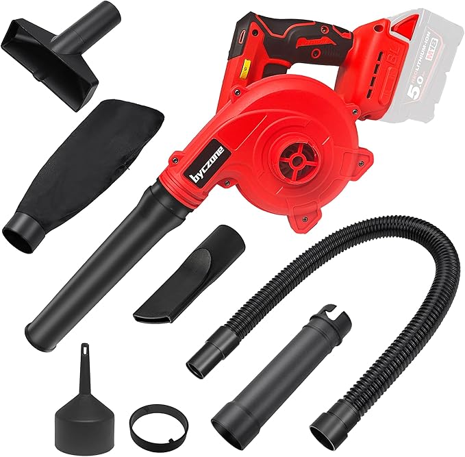 Cordless Leaf Blower for Milwaukee Battery2-in-1 Handle Electric Blower + Vacuum Cleaner 6 Variable Speed Up to 180MPHElectric Jobsite Air Blower with Brushless Motor (Only Tools)