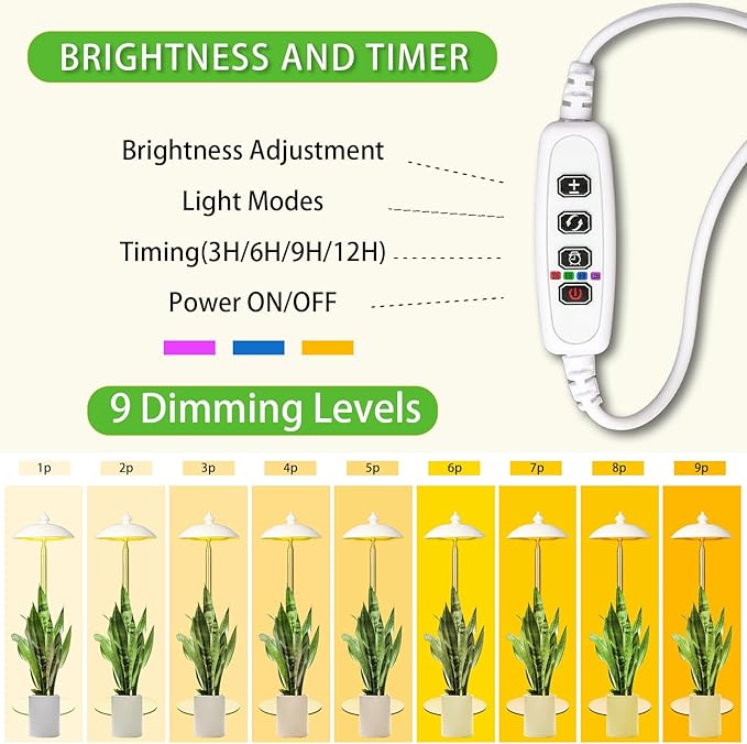 LED Floor Grow Lights for Indoor Plants Corner Stand Full Spectrum Plant Growing Lamp 10 Dimmable Levels Auto 3/6/9/12H Timer Grow Light Height Adjustable for Large Tall Plants