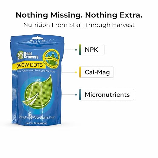 Real Growers Grow Dots Classic 24oz – One-Time Application Programmed Release Nutrient System for Soilless Media