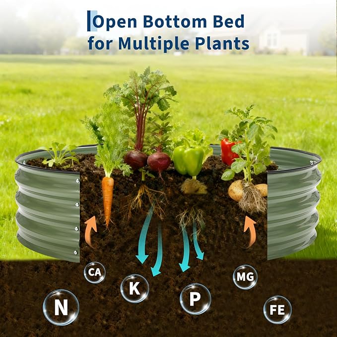 2-Pack 6×3×1 Ft Galvanized Steel Raised Garden Bed Outdoor Metal Planter Boxes for Vegetables Flowers &amp Herbs Above-Ground Gardening Beds Green