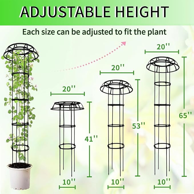 Garden Trellis - Mushroom Top Trellis | Plant Trellis for Potted Plants | Flower Vegetables Cage Rack | Small Tower Obelisk | Plant Stake for Flower | Plant Trellis Support for Potted Houseplant Vine